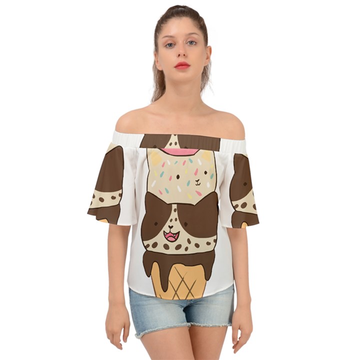 Cat Ice Cream T- Shirt Cute Cat Cream Cone T- Shirt Yoga Reflexion Pose T- Shirtyoga Reflexion Pose T- Shirt Off Shoulder Short Sleeve Top