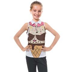 Cat Ice Cream T- Shirt Cute Cat Cream Cone T- Shirt Yoga Reflexion Pose T- Shirtyoga Reflexion Pose T- Shirt Kids  Sleeveless Polo T-shirt