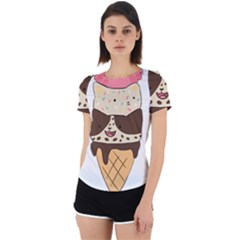 Cat Ice Cream T- Shirt Cute Cat Cream Cone T- Shirt Yoga Reflexion Pose T- Shirtyoga Reflexion Pose T- Shirt Back Cut Out Sport T-shirt