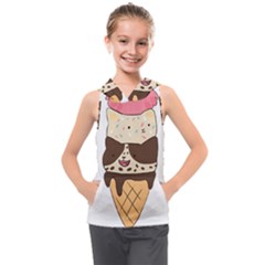 Cat Ice Cream T- Shirt Cute Cat Cream Cone T- Shirt Yoga Reflexion Pose T- Shirtyoga Reflexion Pose T- Shirt Kids  Sleeveless Hoodie