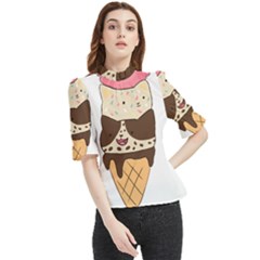 Cat Ice Cream T- Shirt Cute Cat Cream Cone T- Shirt Yoga Reflexion Pose T- Shirtyoga Reflexion Pose T- Shirt Frill Neck Blouse