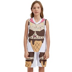 Cat Ice Cream T- Shirt Cute Cat Cream Cone T- Shirt Yoga Reflexion Pose T- Shirtyoga Reflexion Pose T- Shirt Kids  Basketball Mesh Set