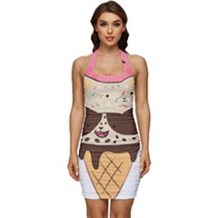 Cat Ice Cream T- Shirt Cute Cat Cream Cone T- Shirt Yoga Reflexion Pose T- Shirtyoga Reflexion Pose T- Shirt Sleeveless Wide Square Neckline Ruched Bodycon Dress