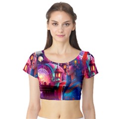 Fantasy Arts  Short Sleeve Crop Top by Internationalstore