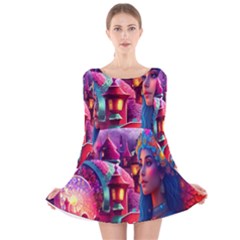 Fantasy Arts  Long Sleeve Velvet Skater Dress by Internationalstore