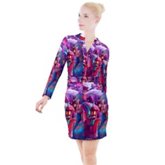 Fantasy Arts  Button Long Sleeve Dress by Internationalstore