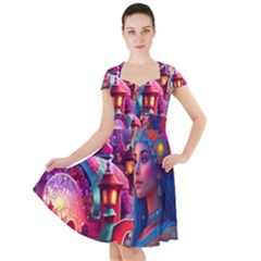 Fantasy Arts  Cap Sleeve Midi Dress by Internationalstore