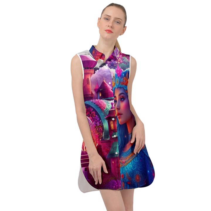 Fantasy Arts  Sleeveless Shirt Dress