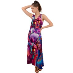 Fantasy Arts  V-neck Chiffon Maxi Dress by Internationalstore