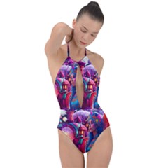 Fantasy Arts  Plunge Cut Halter Swimsuit by Internationalstore