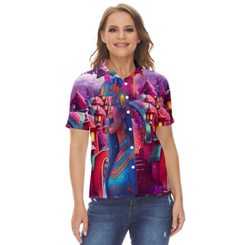 Fantasy Arts  Women s Short Sleeve Double Pocket Shirt by Internationalstore