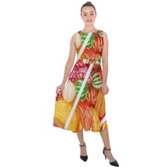 Aesthetic Candy Art Midi Tie-back Chiffon Dress by Internationalstore