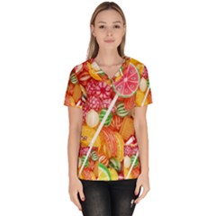 Aesthetic Candy Art Women s V-neck Scrub Top by Internationalstore