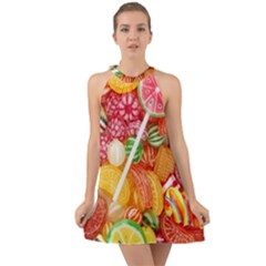 Aesthetic Candy Art Halter Tie Back Chiffon Dress by Internationalstore