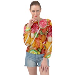 Aesthetic Candy Art Banded Bottom Chiffon Top by Internationalstore