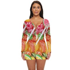 Aesthetic Candy Art Long Sleeve Boyleg Swimsuit by Internationalstore