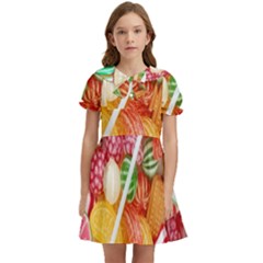 Aesthetic Candy Art Kids  Bow Tie Puff Sleeve Dress by Internationalstore