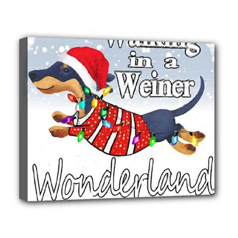 Weiner T- Shirt Walking In A Weiner Wonderland T- Shirt (1) Deluxe Canvas 20  X 16  (stretched) by ZUXUMI