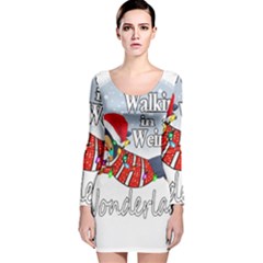 Weiner T- Shirt Walking In A Weiner Wonderland T- Shirt (1) Long Sleeve Velvet Bodycon Dress by ZUXUMI