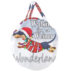 Weiner T- Shirt Walking In A Weiner Wonderland T- Shirt (1) Giant Round Zipper Tote by ZUXUMI