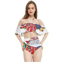 Weiner T- Shirt Walking In A Weiner Wonderland T- Shirt (1) Halter Flowy Bikini Set  by ZUXUMI