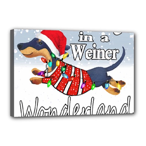 Weiner T- Shirt Walking In A Weiner Wonderland T- Shirt (1) Weiner T- Shirt Walking In A Weiner Wonderland T- Shirt Canvas 18  X 12  (stretched) by ZUXUMI