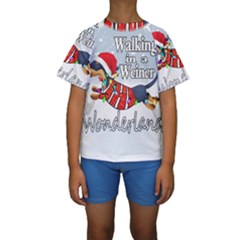 Weiner T- Shirt Walking In A Weiner Wonderland T- Shirt (1) Weiner T- Shirt Walking In A Weiner Wonderland T- Shirt Kids  Short Sleeve Swimwear by ZUXUMI