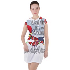 Weiner T- Shirt Walking In A Weiner Wonderland T- Shirt (1) Weiner T- Shirt Walking In A Weiner Wonderland T- Shirt Drawstring Hooded Dress by ZUXUMI