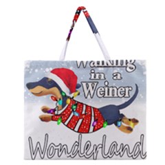 Weiner T- Shirt Walking In A Weiner Wonderland T- Shirt (1) Weiner T- Shirt Walking In A Weiner Wonderland T- Shirt Zipper Large Tote Bag by ZUXUMI