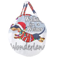 Weiner T- Shirt Walking In A Weiner Wonderland T- Shirt (1) Weiner T- Shirt Walking In A Weiner Wonderland T- Shirt Giant Round Zipper Tote by ZUXUMI