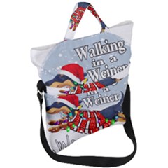 Weiner T- Shirt Walking In A Weiner Wonderland T- Shirt (1) Weiner T- Shirt Walking In A Weiner Wonderland T- Shirt Fold Over Handle Tote Bag by ZUXUMI