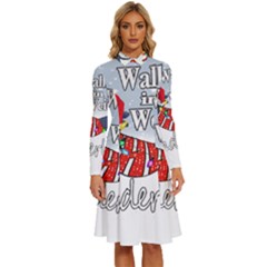 Weiner T- Shirt Walking In A Weiner Wonderland T- Shirt (1) Weiner T- Shirt Walking In A Weiner Wonderland T- Shirt Long Sleeve Shirt Collar A-line Dress by ZUXUMI