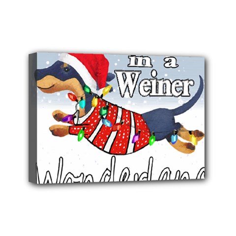 Weiner T- Shirt Walking In A Weiner Wonderland T- Shirt (1) Weiner T- Shirt Walking In A Weiner Wonderland T- Shirt Welder T- Shirt Funny Welder T- Shirt Mini Canvas 7  X 5  (stretched) by ZUXUMI