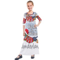 Weiner T- Shirt Walking In A Weiner Wonderland T- Shirt (1) Weiner T- Shirt Walking In A Weiner Wonderland T- Shirt Welder T- Shirt Funny Welder T- Shirt Kids  Quarter Sleeve Maxi Dress by ZUXUMI