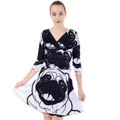 Black Pug Dog If I Cant Bring My Dog I T- Shirt Black Pug Dog If I Can t Bring My Dog I m Not Going Quarter Sleeve Front Wrap Dress by EnriqueJohnson