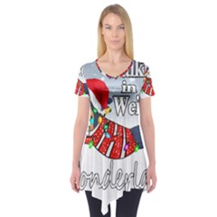 Weiner T- Shirt Walking In A Weiner Wonderland T- Shirt (1) Short Sleeve Tunic  by ZUXUMI