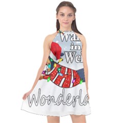 Weiner T- Shirt Walking In A Weiner Wonderland T- Shirt (1) Halter Neckline Chiffon Dress  by ZUXUMI