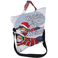 Weiner T- Shirt Walking In A Weiner Wonderland T- Shirt (1) Fold Over Handle Tote Bag by ZUXUMI