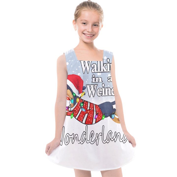 Weiner T- Shirt Walking In A Weiner Wonderland T- Shirt (1) Kids  Cross Back Dress