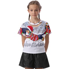 Weiner T- Shirt Walking In A Weiner Wonderland T- Shirt (1) Kids  Front Cut T-shirt by ZUXUMI