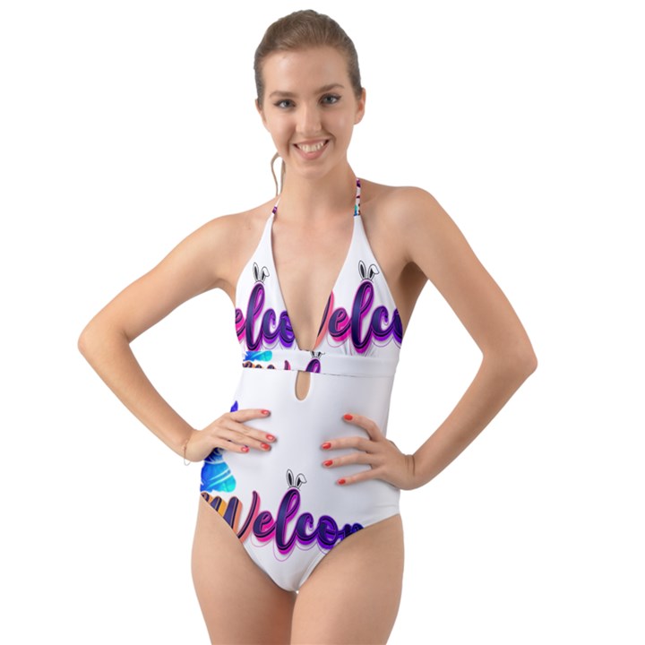 Arts Halter Cut-Out One Piece Swimsuit