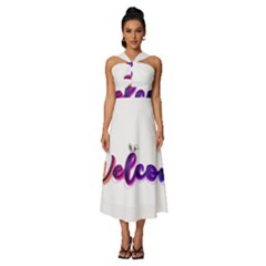 Arts Sleeveless Cross Front Cocktail Midi Chiffon Dress by Internationalstore