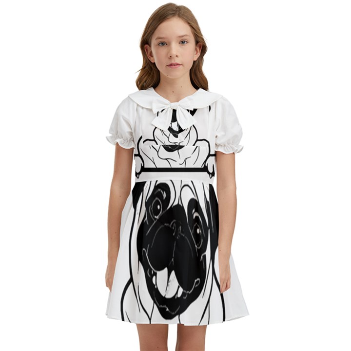 Black Pug Dog If I Cant Bring My Dog I T- Shirt Black Pug Dog If I Can t Bring My Dog I m Not Going Kids  Bow Tie Puff Sleeve Dress