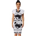 Black Pug Dog If I Cant Bring My Dog I T- Shirt Black Pug Dog If I Can t Bring My Dog I m Not Going Vintage Frill Sleeve V-Neck Bodycon Dress View1