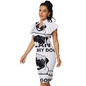 Black Pug Dog If I Cant Bring My Dog I T- Shirt Black Pug Dog If I Can t Bring My Dog I m Not Going Vintage Frill Sleeve V-Neck Bodycon Dress View2