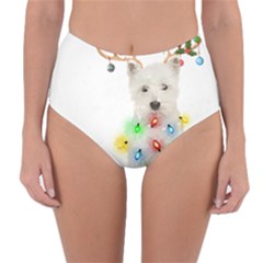 West Highland White Terrier Dog Snow T- Shirt West Highland White Terrier Dog Snow Reindeer Santa Ha Reversible High-waist Bikini Bottoms by ZUXUMI