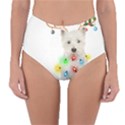 West Highland White Terrier Dog Snow T- Shirt West Highland White Terrier Dog Snow Reindeer Santa Ha Reversible High-Waist Bikini Bottoms View1