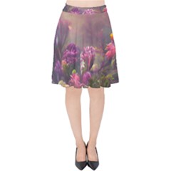 Floral Blossoms  Velvet High Waist Skirt by Internationalstore