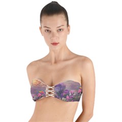 Floral Blossoms  Twist Bandeau Bikini Top by Internationalstore