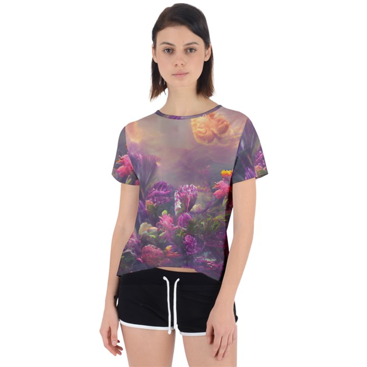 Floral Blossoms  Open Back Sport T-Shirt